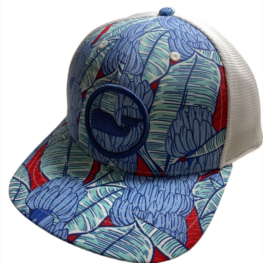 VINEYARD VINES MEN’S BANANA LEAF WHALE DOT TRUCKER HAT.NWT.MSRP$32.00